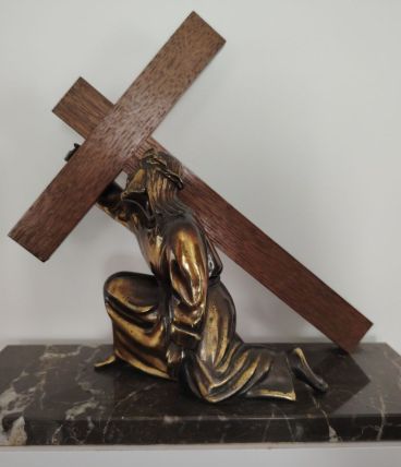 Statuette  vintage en régule jésus christ