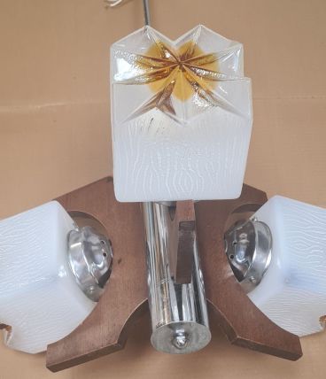 lustre 1970 italien bois Vintage Italian Carlo Mason Mazzega