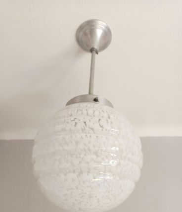 Suspension art déco globe verre de Clichy 