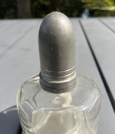Vintage français : lampe à alcool en verre avec bouchon en é