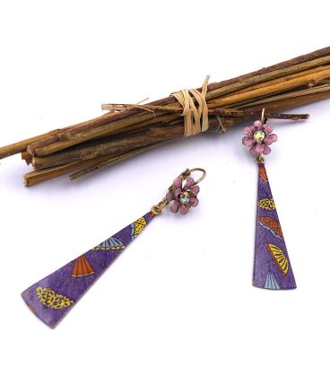 Boucles d'oreilles pendentif customisé et verni, émail