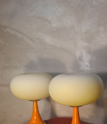 paire Lampe De Table Prisma Champignon 1975 a 80, Ufo A Spac