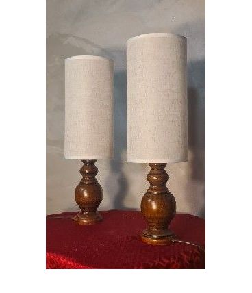 Paire de lampe bois scandinave abat jour en lin 40x12 elec o