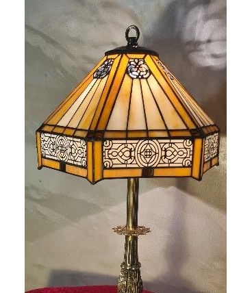 Lampe art nouveau ancienne pied bronze veritable 53x32 verre