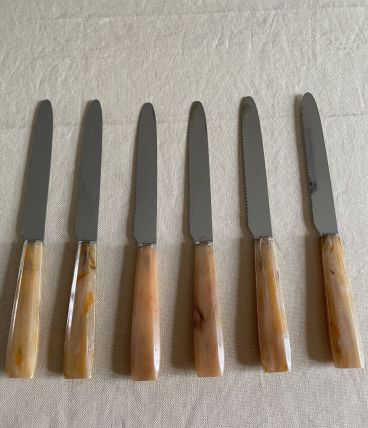 6 couteaux manche corne 