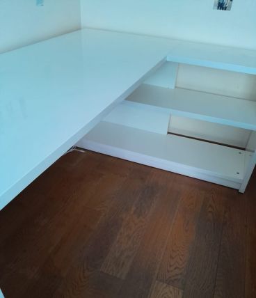 Ensemble bureau angle laque blanc tout Ebene
