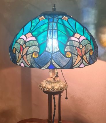 Lampe ancienne regule patiné bronze art nouveau   abat jour 