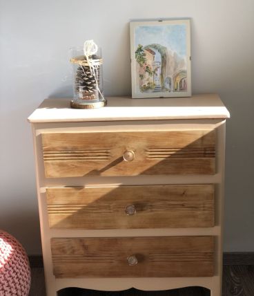 Commode vintage année 50 rose tendre