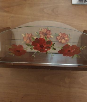 Corbeille vintage bois/verre peint