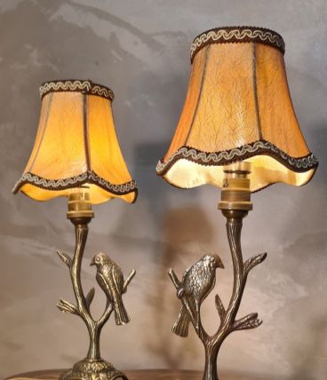 lampe style art nouveau bronze 34x14 abat jour soie doublé; 
