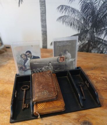 organiseur de bureau bois noirci XIXeme