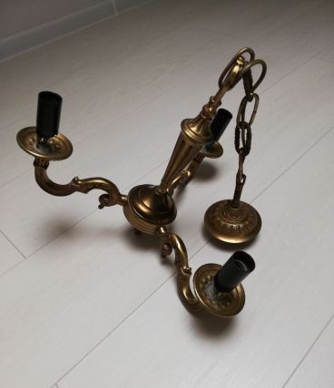 Lustre ancien 3 branches en bronze - 