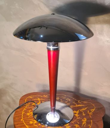 Lampe Champignon Vintage Rouge et Chrome - 47x31  Space‑Age 