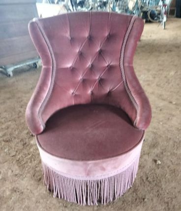 Fauteuil crapaud de style Napoléon 3 en velours