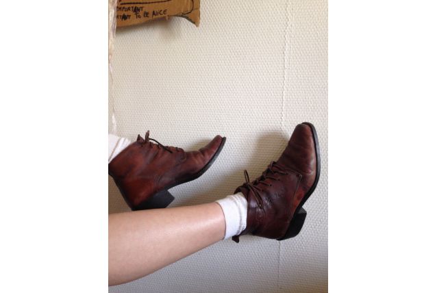 Bottines cuir marron