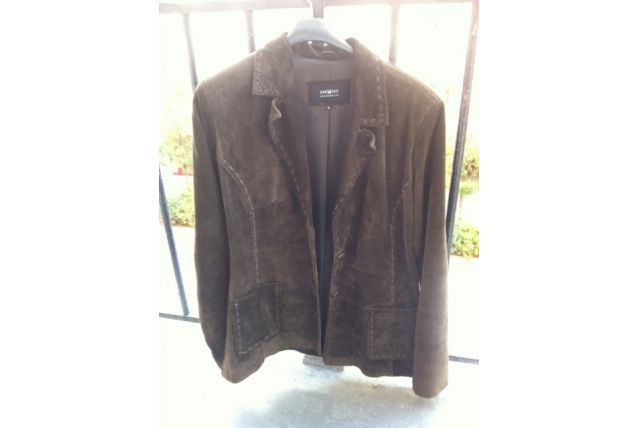 Veste femme en cuir retourné marron