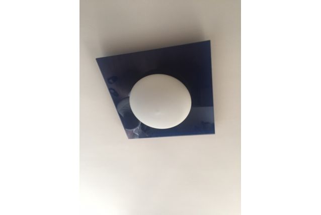 plafonnier en verre bleu klein et blanc