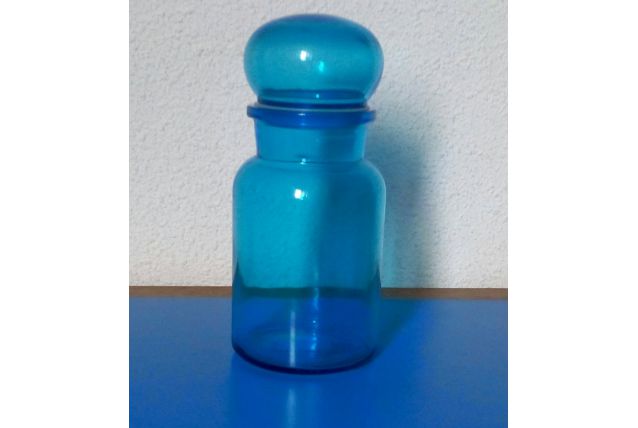 Pot d'apothicaire en verre bleu -vintage 