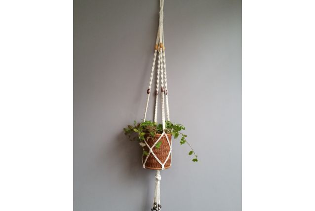 Suspension/ Porte plante en macramé des années 70