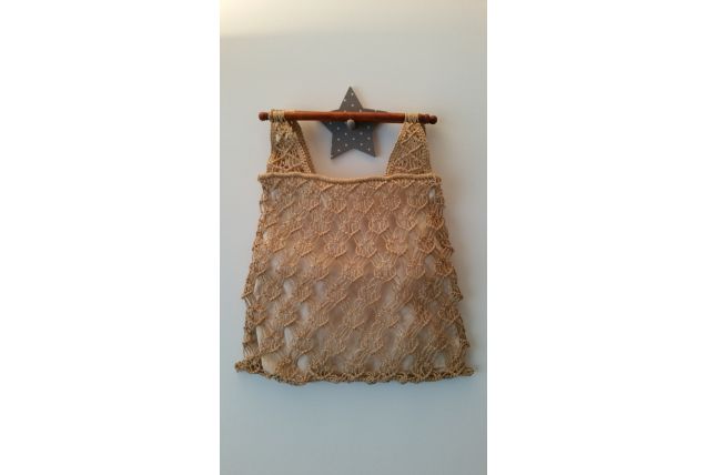 Sac brodé vintage poignées bois