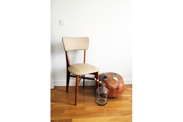 Chaise vintage scandinave pieds compas