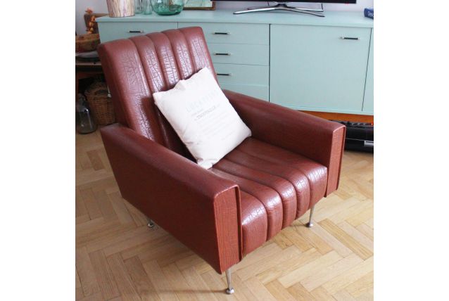Grand Fauteuil marron années 60