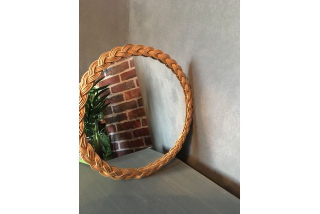 Miroir style scandinave rond en osier
