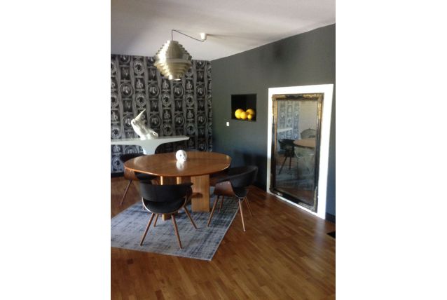 4 chaises bois et tissus gris anthracite