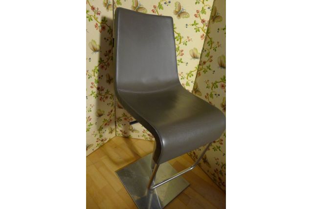 Tabouret de bar, cuir gris