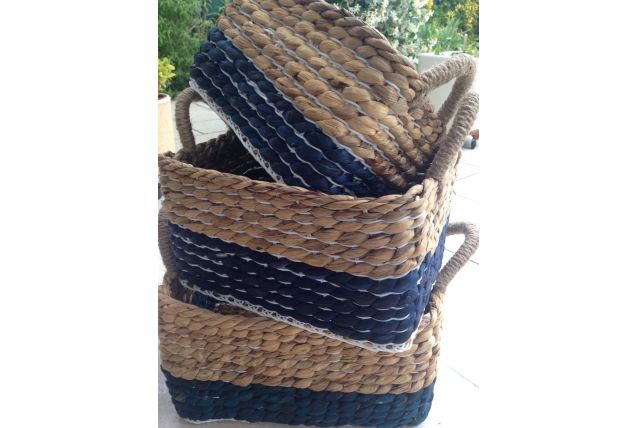 2 Panières tressées en jacinthe d eau 