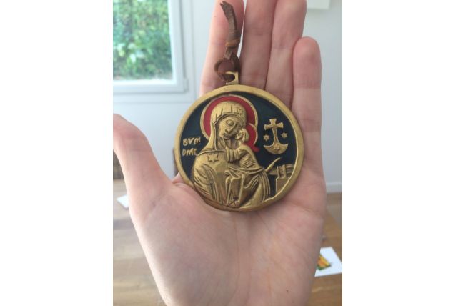 Médaille en bronze vierge à l'enfant