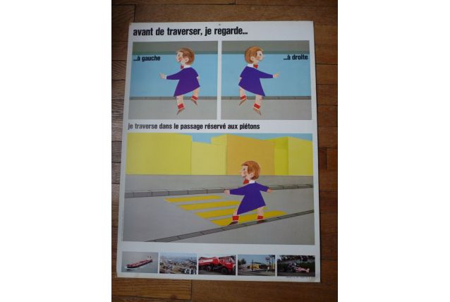 affiche pédagogique sécurité routiére des années 60