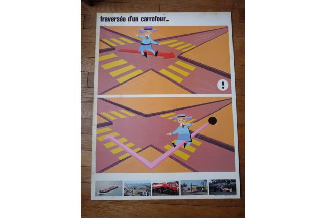 affiche pédagogique sécurité routiére des années 60