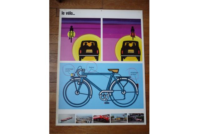 affiche pédagogique sécurité routiére des années 60