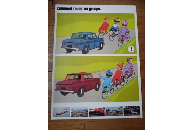 affiche pédagogique sécurité routiére des années 60