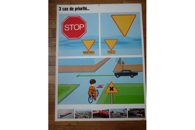 affiche pédagogique sécurité routiére des années 60