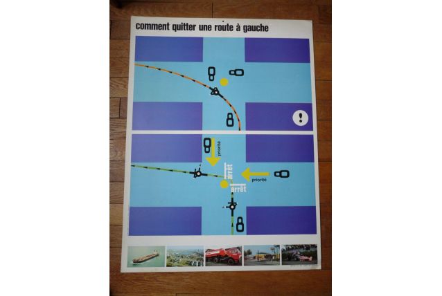 affiche pédagogique sécurité routiére des années 60
