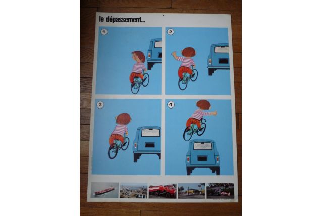 affiche pédagogique sécurité routiére des années 60
