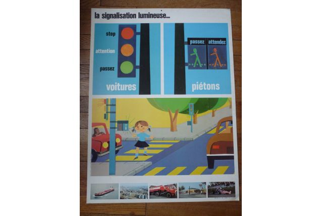 affiche pédagogique sécurité routiére des années 60