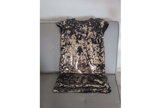 robe fille 12ans paillettes noire et doré 