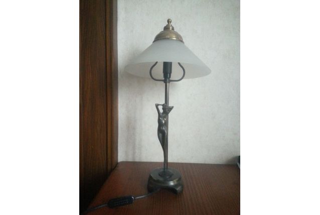 Lampe verre et étain