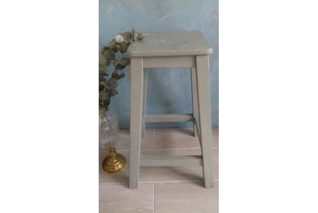 Tabouret d'atelier bois peint gris