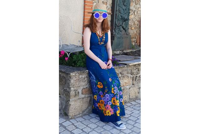 Robe annee 60 a grosses fleurs