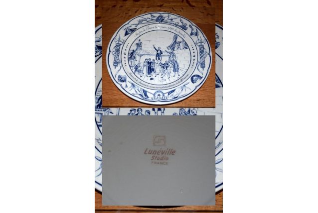 Assiette en faïence LUNEVILLE décors 