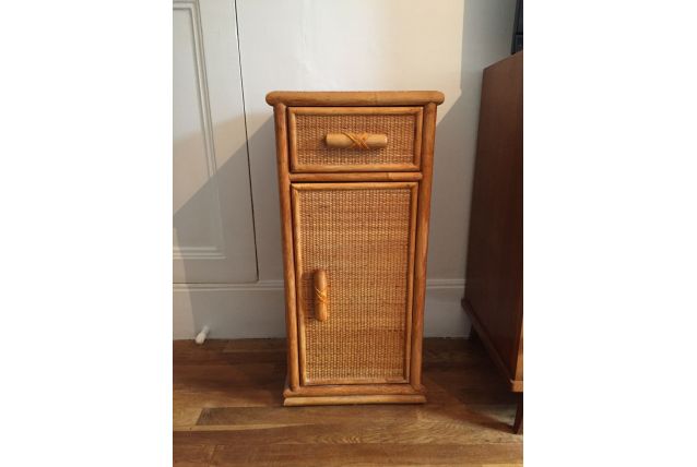 Petit rangement en bambou et rotin