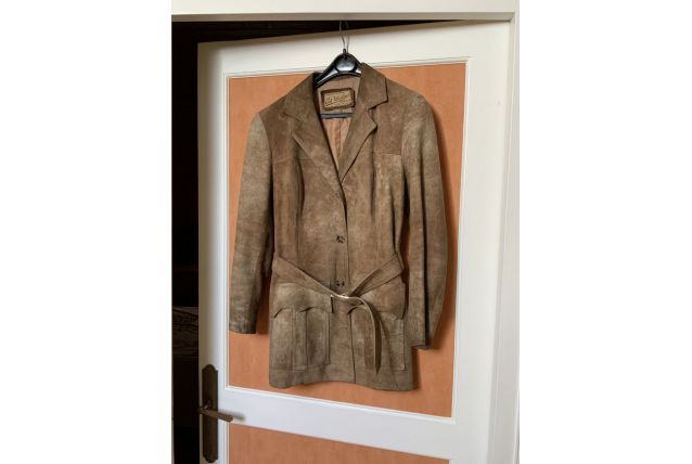 VESTE PEAU marron marbré