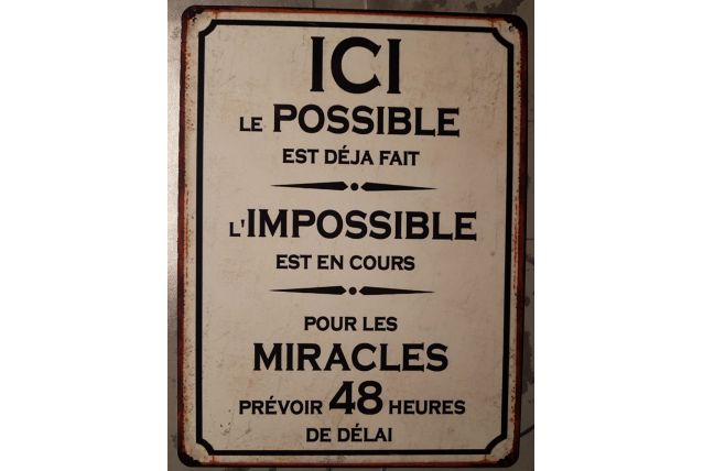 Plaque métal le possible 