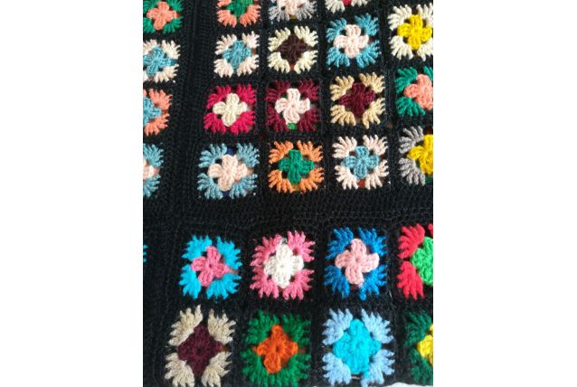 Plaid carré afghan 70s