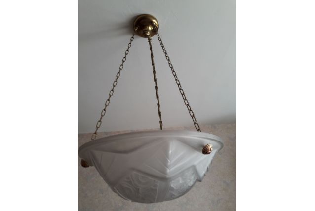 Suspension vintage verre depoli