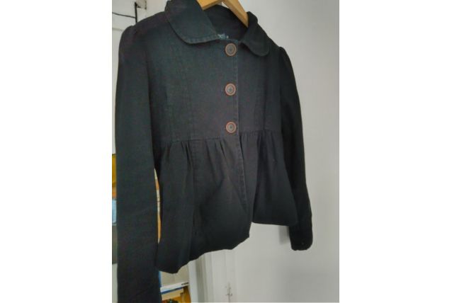 Veste blouson noir coupe paletot rétro vintage femme 38